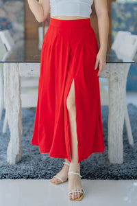 Cordelia Midi Skirt in Red