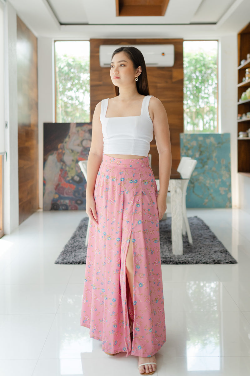 Cordelia Maxi Skirt in Pink Floral