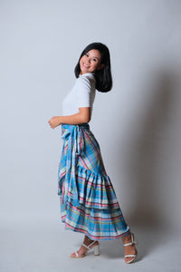 Catleya Skirt in Blue Madras Check