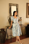 Suzanne Midi Dress in Quilt Blue