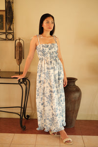 Vera Maxi Dress in Quilt Blue