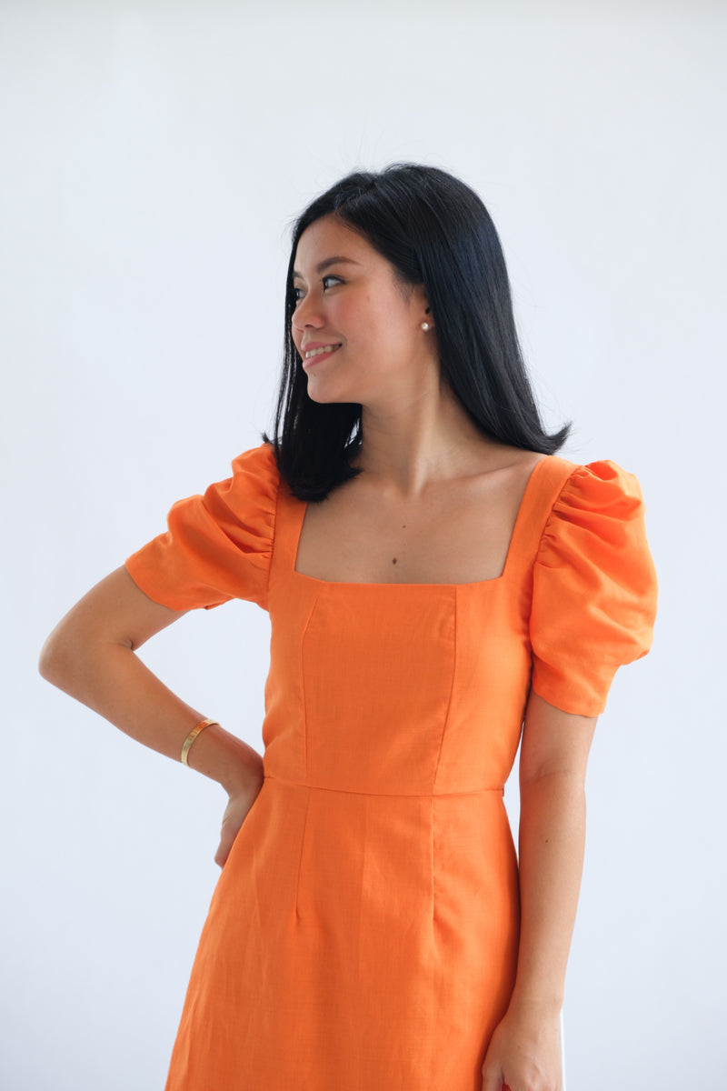 Aubrey Dress in Tangerine