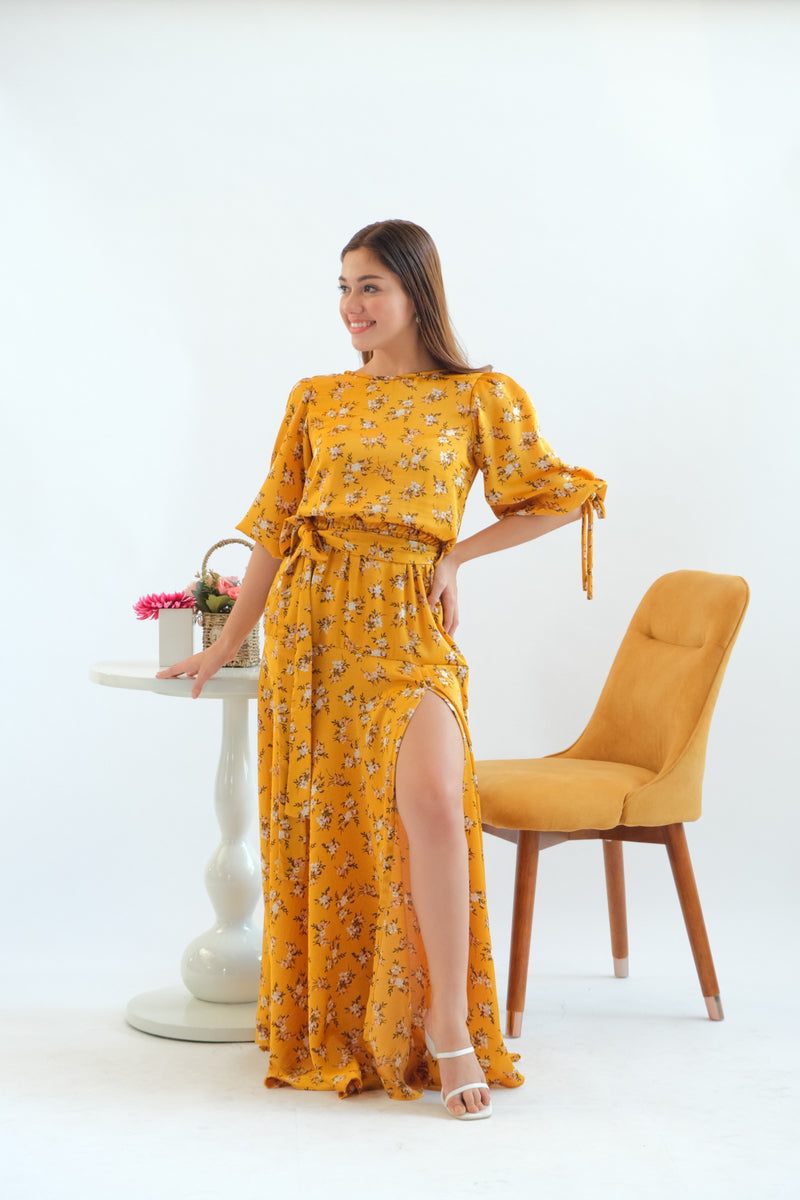Alana Maxi Dress in Crushed Curry