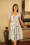Suzanne Midi Dress in Quilt Blue