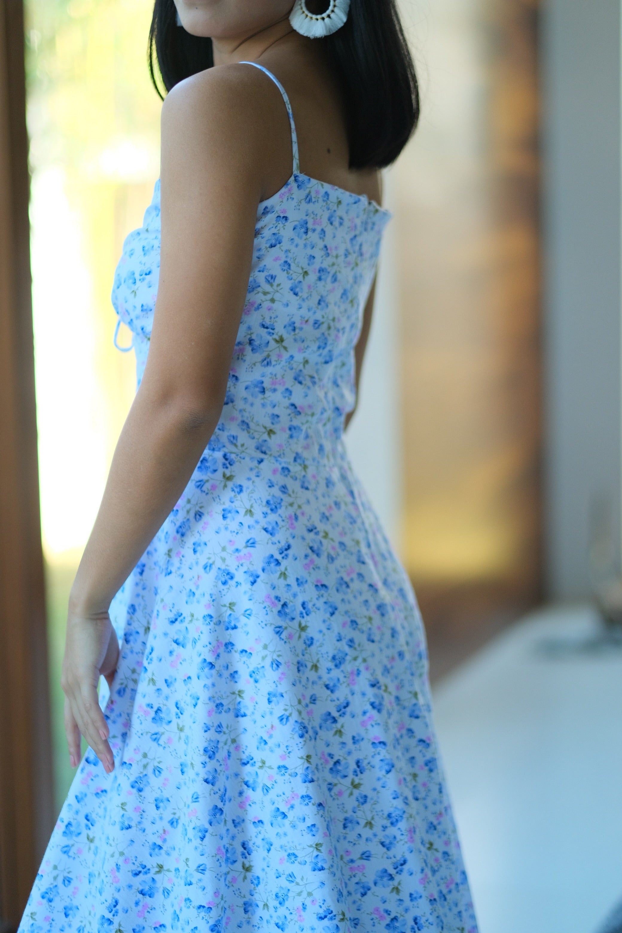 Alexa Dress in Royal Blue Floral with Pink