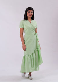 Nicole Seersucker Wrap Dress - Green