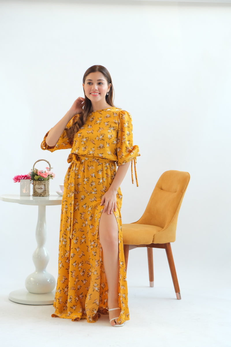 Alana Maxi Dress in Crushed Curry