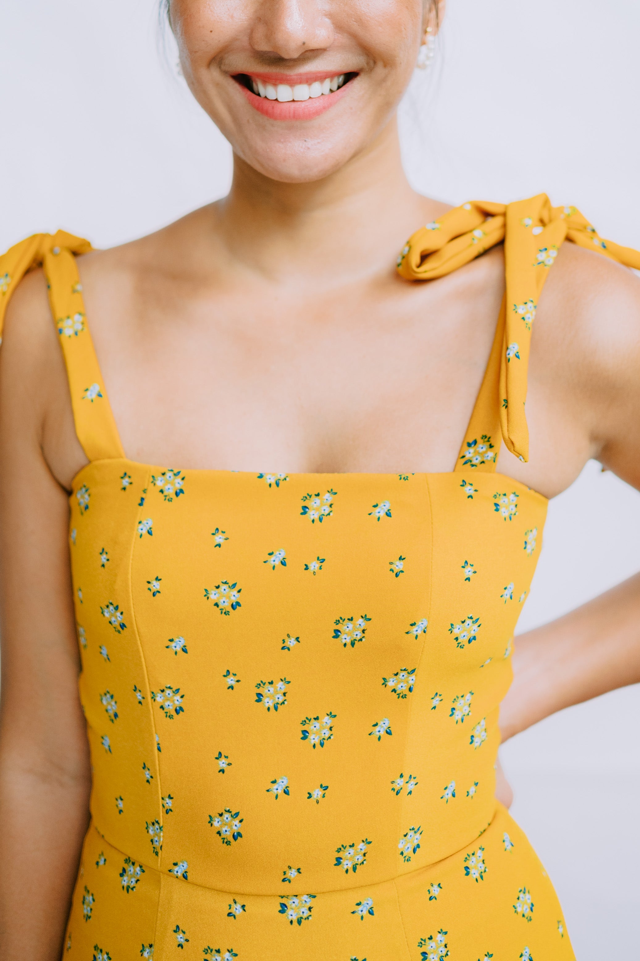 Ariana Mini Dress in Floral Mustard