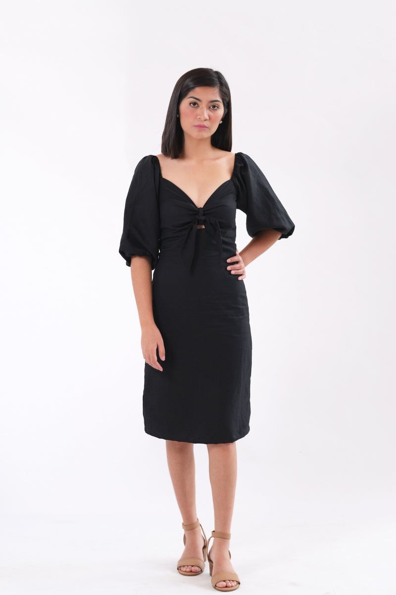 Susannah Linen Dress - Black