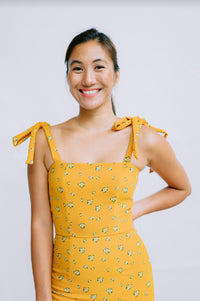 Ariana Mini Dress in Floral Mustard